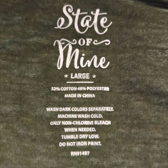 STATE of Mine L large army green sheet ONE TIRED MOTHER tee Tshirt soft - Picture 8 of 9